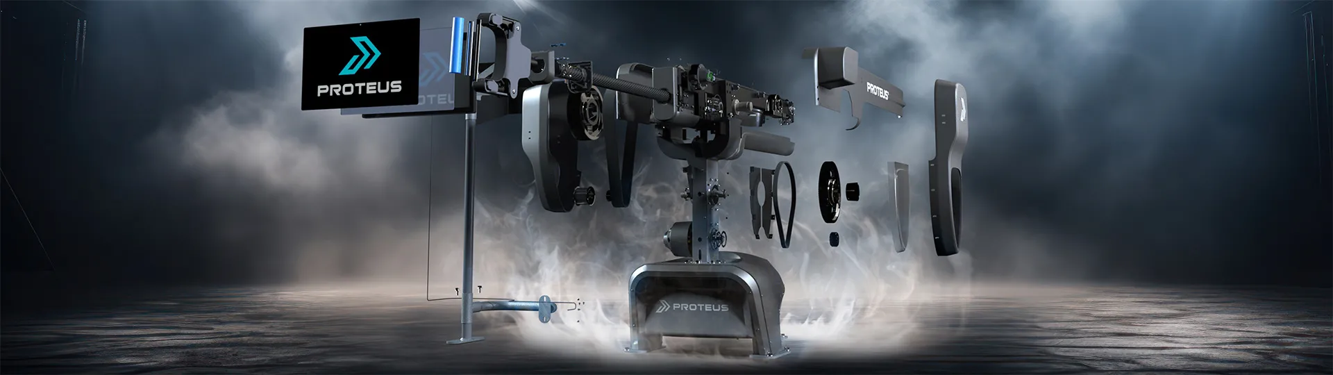 SOLIDWORKS 3D rendering of the Proteus exercise machine