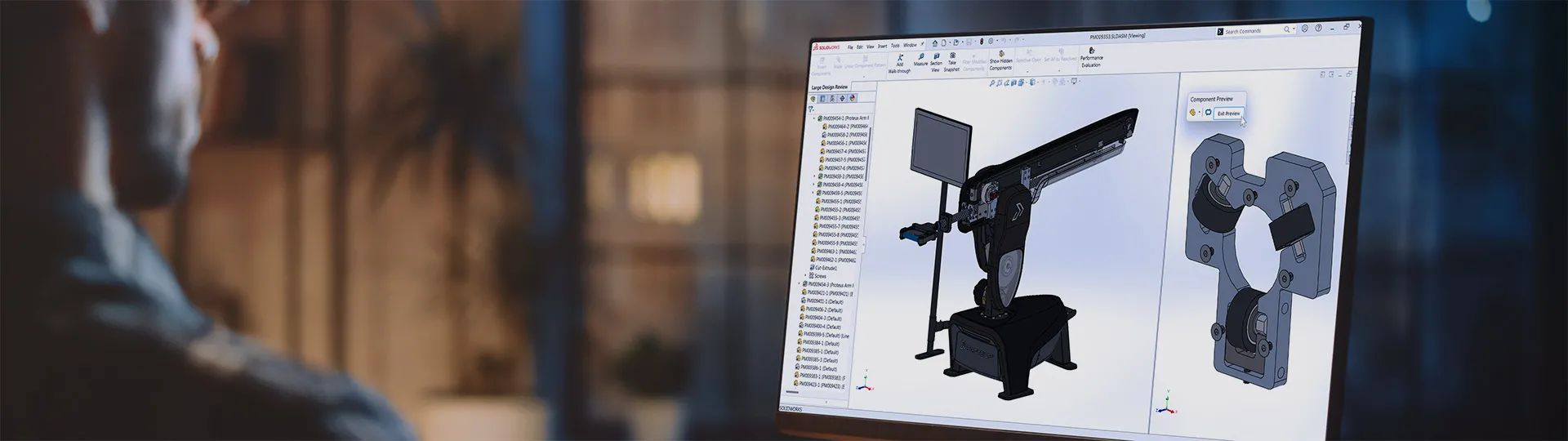 Designer working on 3D rendering with SOLIDWORKS
